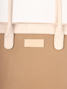 Beige & Cream Zipped Tote