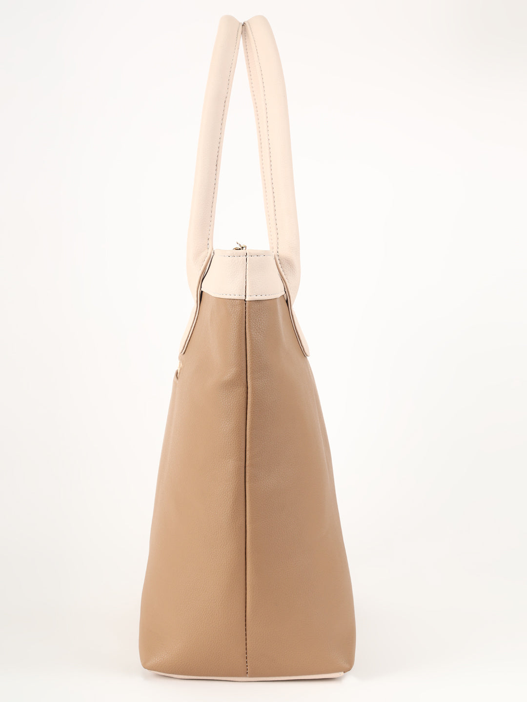 Beige & Cream Zipped Tote