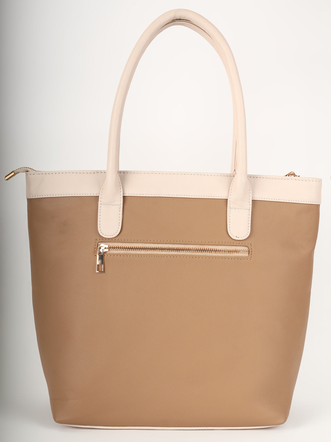 Beige & Cream Zipped Tote